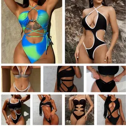 2024 Swimming Swim wear luxury designer bikini swimwear triangle Split swimsuit sexy gold steel holder with irregular stripes yakuda sports wholesale popular