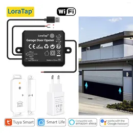 Smart Home Control Loratap Tuya Life AC DC Garage Door Wireless Sensor Opener Controller USB Charger Remote بواسطة Google Alexa