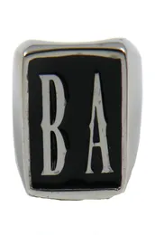 FANSSTEEL Maßgeschneiderter Ring aus Edelstahl mit 2 Initialen, Alphabet BA, Namen, Buchstaben, Brüder, Schwestern, personalisiertes Geschenk für Herren, Damen, Herren, Schild 7080181