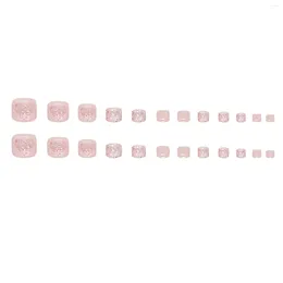 False Nails Light Pink Toe Nail Full Coverage Eco-friendly Short Square Artificial For Women And Girl Party Activity