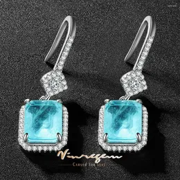 Dangle Earrings Vinregem Vintage 8 10mm Lab Paraiba Tourmaline Gemstone Sona Diamond Dropギフト記念日卸売