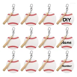 Keychains 36 PCS Baseball Acrylic Keychain Blanks Kit Snap Hooks Wood Bat Wholesale
