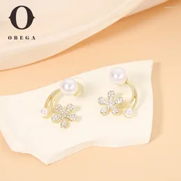 Stud Earrings Obega Zircon Pearl For Women Korean Aesthetic Women's Wedding Party Jewelry Accessories 2024