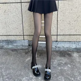 Stage Wear Straight Double-layer Plush Black Silk Autumn And Winter Bare Leg Artifact Stockings Women's Thickened Through Flesh