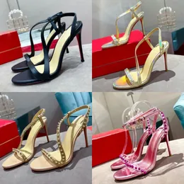 Luxury Women's High Heel Sandals Formal Shoes Stiletto Designer Pumps Formal Event Designer Shoes Black Gold Gold Wedding Bottoms with Box Size 35-43