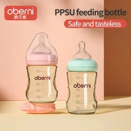 Conjunto de mamadeira Oberni PPSU Baby 150ml180ml Anti inchaço 06 nascido com resistente a quedas 240223