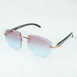 Direct sales newest high-end cutting lens sunglasses 4189706-A black natural buffalo horn sticks size 58-18-140 mm