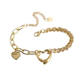 Tiffiny Bracelet Designer Women Original Quality Charm Bracelets Titanium Steel Sweet And Minimalist Heart Necklace Hollow 18k Gold