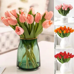 Decorative Flowers 35 Cm Tulip Flower Artificial Bouquet PE Foam Fake For Wedding Ceremony Decor Home Garden
