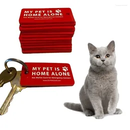 Keychains Pets Are Home Alone Alert Key Tags Keychain Emergency Contact Wallet Card Folded Writable Pet