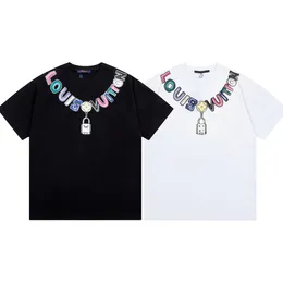 2024SS Tton VUI Designer Top Quality Men's and Women's Short Sleeved T-Shirt Halsband Pendant Letter Print Loose Fashion 260g 100% Cotton European Size 538 3