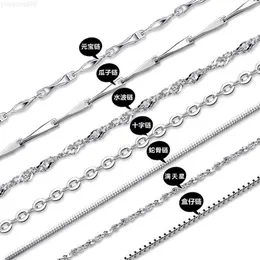 S925 STERLING Gümüş Kolye Kadınlar Köle Kemik Zinciri Kolye Zinciri Kore Versiyonu Düz zincirle Mücevher Boyun Zinciri