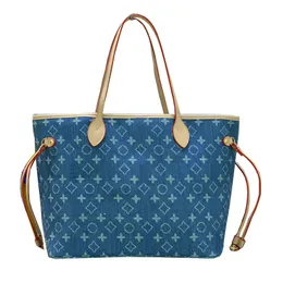 Blue Denim Tote Flowers Flowers Women Handbags Designer Pumpkin Thorping Bag Bag Wallet Counter Bag Luxury Yayoi Kusama Handbag Set 2 قطعة حقيبة كتف