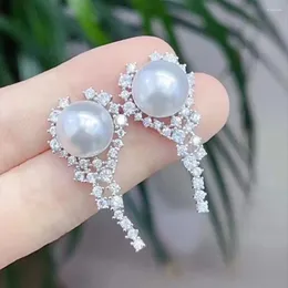 Stud Earrings MeiBaPJ 10-11mm Big Natural Semiround Pearls Fashion 925 Sterling Silver Fine Charm Wedding Jewelry For Women