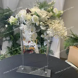 Yüksek kaliteli yuvarlak şekil açık akrilik çiçek standı Düğün zemin dekoru düğün merkez parçası akrilik kaide ekran standı üreticisi, tablo çiçek vazo
