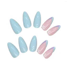 False Nails Glossy Pink & Purple Fake Charming Comfortable To Wear Manicure For Girl Dress Matching