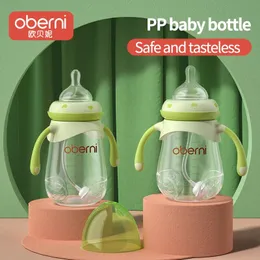 Oberni Babyflaschen-Set aus PP-Material, 240 ml, 300 ml, Anti-Tropfen-Blähungsgriff, Milchfütterung, natürlicher Vorteilssauger 240223