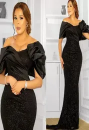 2023 Plus Size Black Stylish Mermaid Prom Dresses Sequined Lace Sexig Evening Formal Party Second Reception Brudtärklänningar BC15037196934