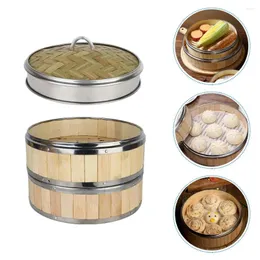 Double Boilers Steamer Basket Bamboo Chinese Dim Sum Dumpling Baskets Pot Asian Rice Cookware Cooking Wooden Steamers Cooker Saucepans