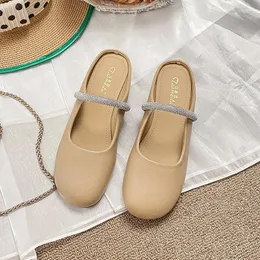 Slippers Loafers Women Summer Shoes Pantofle Luxury Slides Cover Toe Low 2024 Flat Designer Basic Hoof Heels Rubber Fabric