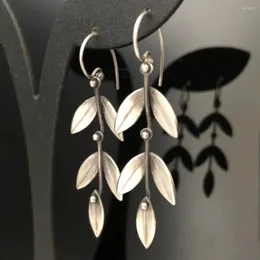 Dangle Earrings Tribal Silver Color Tree Leaves for Women Vintage Plant Willow Branches Vines Drop Oorbellen