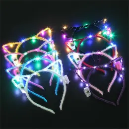 Glow Kedi Kulak Kafa Bandı Işık Up Flash Saç Bandı Led Neon Doğum Günü Düğün Glow Party Dekorasyon