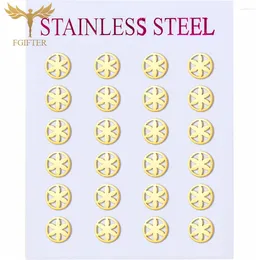 Stud Earrings 12 Pairs Pack Geometric Set Wholesale Gold Plated Stainless Steel Jewelry For Resale Women Accessories