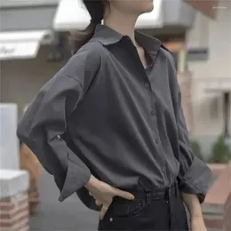 Kvinnor Bluses Korean version Gray Black Shirt for Women Spring and Autumn Professional Formal Work Clothes Temperament Top