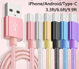 Type C Nylon Braided Micro USB Cables Charging Sync Data Durable Quick Charge Charger Cord for Android V8 Smart Phone mm