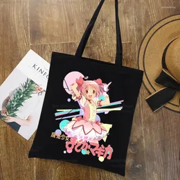 Kopplingar Madoka Magica Puelle Magi Black Bag Unisex Mahou Shoujo Kyubey Homura Hakemi Kaname Mami Fashion Travel Canvas