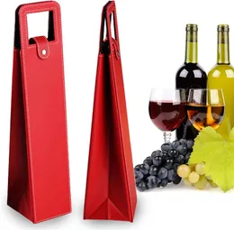 Wein-Champagner-Geschenktasche, wiederverwendbare Wein-Tragetasche aus Leder, Boxhalter, Weinflaschen-Verpackungstasche aus Leder