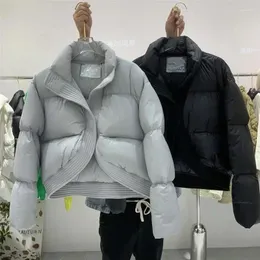 Casacos de trincheira femininos 2024 casaco de algodão coreano design sentir solto para baixo inverno engrossado pequena moda
