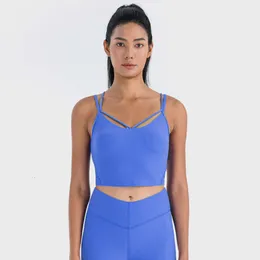 Yoga-Outfits LU-17 Fitness-Lauf-BH, gerippte Sportunterwäsche für Damen, hochintensive Weste, stoßfeste, sammelnde Sportbekleidung, kreuzförmige Tanktops mit Polster