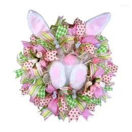 Decorative Flowers Spring Wreath Easter Gnome Door Farmhouse Design Reusable For Window Decor