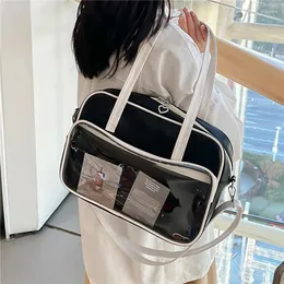 Evening Bags Transparent Tote Bag Women's 2024 Soft Leather Large Capacity Single Shoulder Messenger Class Handbag For Girl