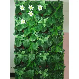 Dekorativa blommor Artificial Plant Rattan Fake Panel Lagmatta Simulering Green Leaf Grass Mesh Grille Wall Decoration