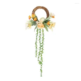 Decorative Flowers Easter Wreath Home Artificial Flower Ring Decoration Garland Spring Festival Ornaments Gifts For Front Door Garden Wall