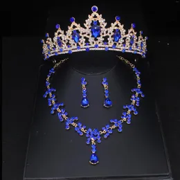 Necklace Earrings Set Crystal Wedding Bridal Women/Girl Fashion Tiaras Choker Bride Crown Jewelry Accessories