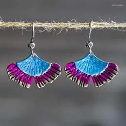 Dangle Earrings Vintage Ginkgo Leaf Metal Crochet For Women 2024 Multicolor Exquisite Texture Earring Long Jewelry Z4D273