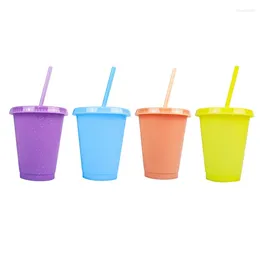 Muggar färg byter mugg plastkopp dricka med halmlock för barn vuxna reser återanvändbara