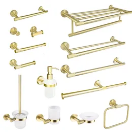 Goldener Handtuchhalter, Handtuchhalter, Ring, gebürstetes Gold, Hardware-Set, Bademantel, Kleiderhaken, Toilettenpapierhalter, Badezimmer-Zubehör-Set 240223