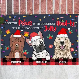 Dywany cloocl festival 3D drukowana talia The Paws Doormat Christmas for Dog Miłośnicy zabawne drzwi dywan kuchenny 40 cm 60 cm