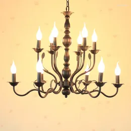 Kronleuchter Amerikanischer Doppelmetall-Eisen-Schwarz-Kronleuchter Einfaches Wohnzimmer Esszimmerbeleuchtung Bekleidungsgeschäft Kerze