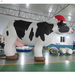 Outdoor -Aktivitäten 10 ml (33 Fuß) mit Gebläse Red Hat aufblasbare Milchkuhmodell 3D aufblasbarer Tiercartoon zum Verkauf