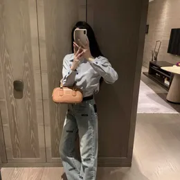 Mm Early Spring New Fashion Heavy Industry Rhinestone Letter Short Long Sleeved Shirtbelt Straight Leg Jeans