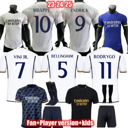 Mbappe Endrick Bellingham Soccer Jerseys 24 25 Vini JR 2023 2024 Football Shirt Madrids Camavinga Rodrygo Men Men kids ashiforms fans player leg kit kit