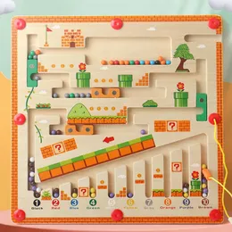 Children Wooden Magnetic Color and Number Maze Learning Education Toys Matching Montessori Gift for Kids 240223