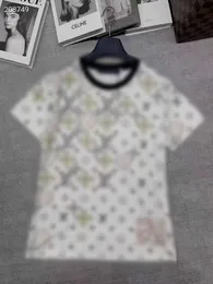Женская футболка дизайнерская футболка l v для женщин ранней весны 2024 г. Жаккардовая рубашка с полным принтом Тонкая хлопковая рубашка весеннего дизайна с короткими рукавами Футболка женская одежда 99ee