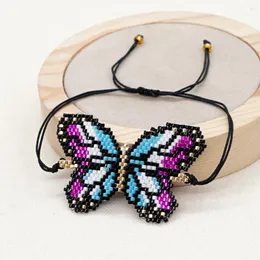 Link Bracelets Go2Boho Butterfly Fashion Jewelry Miyuki Beads Handmade Woven Boho Chic Wide Cuff for Women Girls Gift