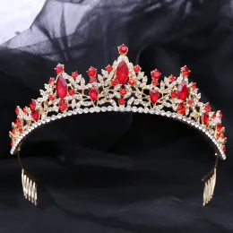 Kolyeler Çeşitli Renk Kristal Kraliyetler Gelin Tiara Moda Kraliçe Saç Takı Düğün Taç Başlık Düğün Aksesuarları Saç Giyim